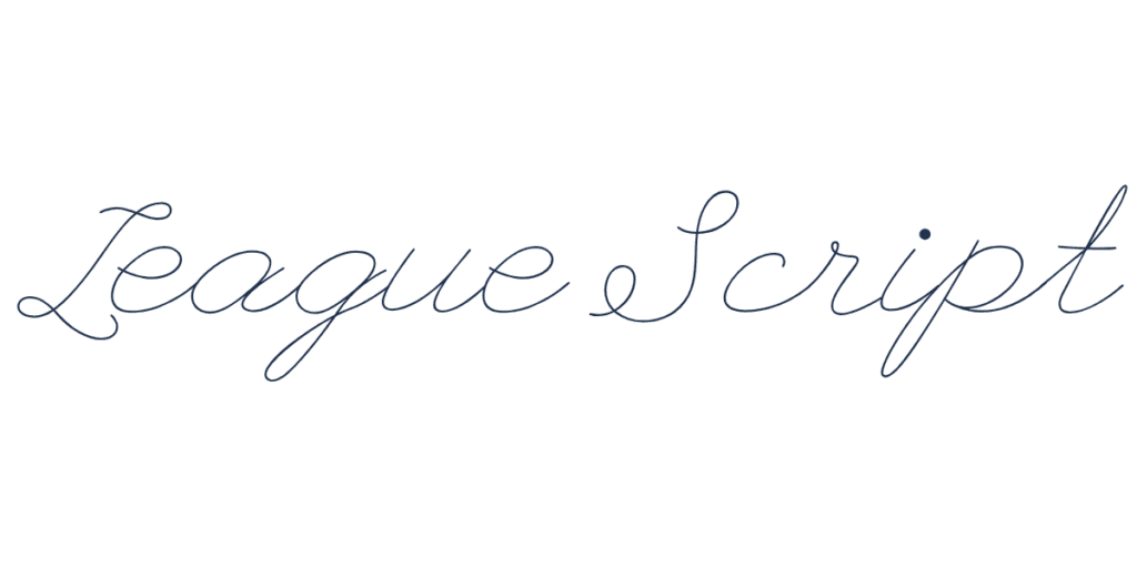 League Script - Free Google Font | An ornate, scripted handwritten Google Font with elaborate loops and connected letterforms.